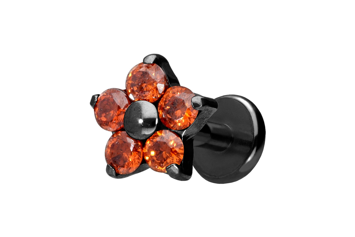 Titan Labret Piercing mit Push Fit KRISTALLBLUME